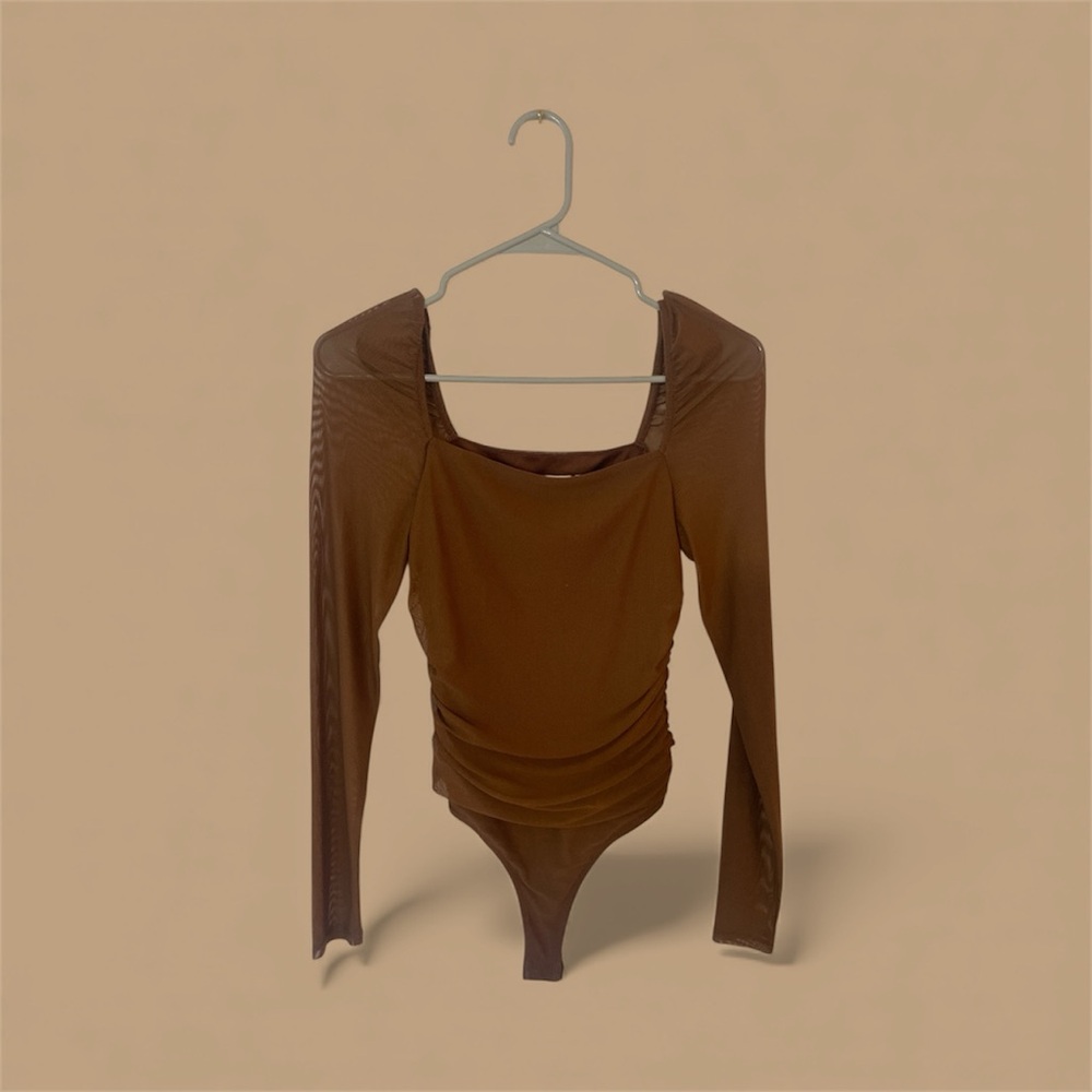 Elegant Brown Long Sleeve Bodysuit